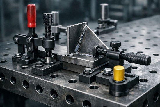 Сварочный стол крупным планом