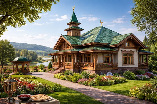 Татарский загородный дом с садом и видом на реку