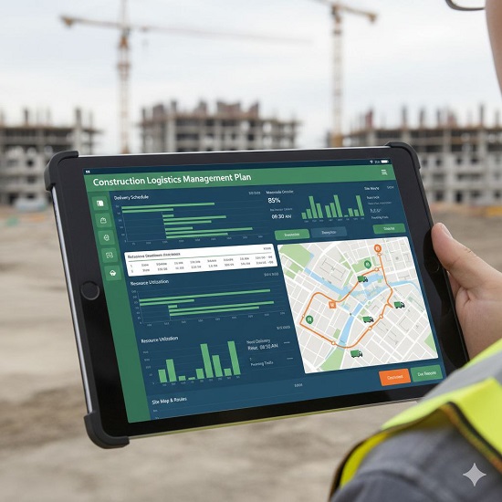 План управления строительной логистикой на цифровом планшете