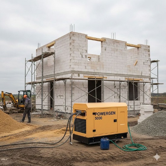 Дизельный генератор в контейнере на стройплощадке