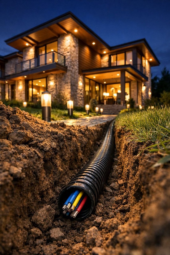 Прокладка кабеля для освещения участка