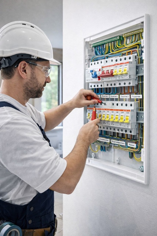 Пример компактной компоновки модульных устройств в электрощите