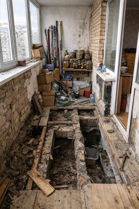 Осмотр балкона перед началом ремонта