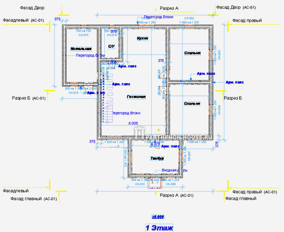 план 1 этажа дома