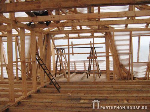 деревянный каркас стен и перегородок дома