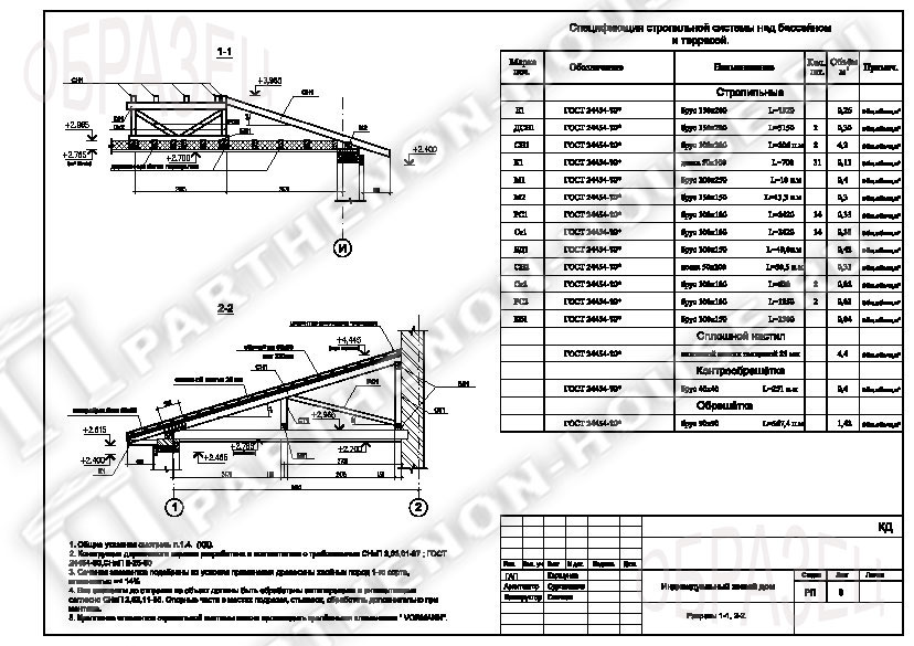 спецификация стропильной системы