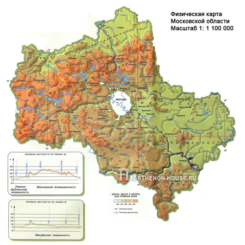 Физическая карта Московской области