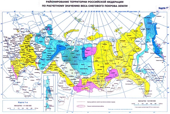 Карта районов снеговой нагрузки