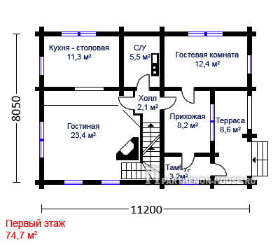 1 этаж Проект дома ДБГ 192-1