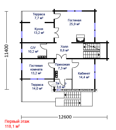 1 этаж Проект дома ДГ 303-5