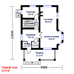 Первый этаж проекта дома
