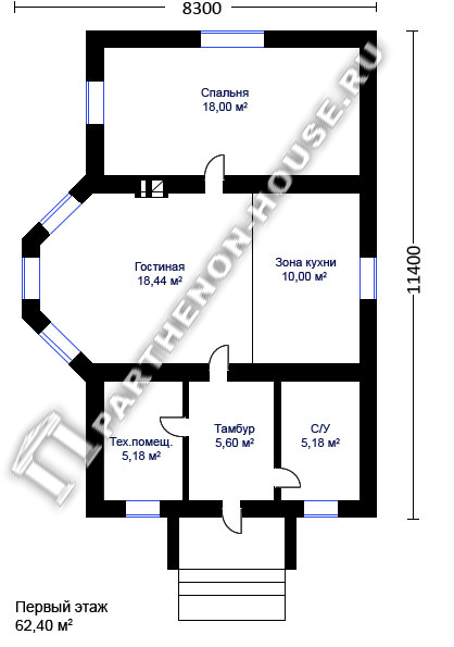 1 этаж Проект дома ГЮ-62