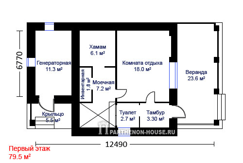 1 этаж проекта бани ЭББ 79-5
