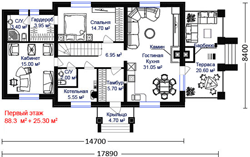 Первый этаж дома ДС 149-7