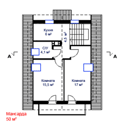 Мансарда проекта гаража ГМ-8