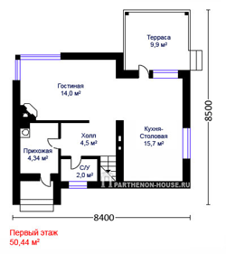 Первый этаж проекта дома ЯП 

90-48