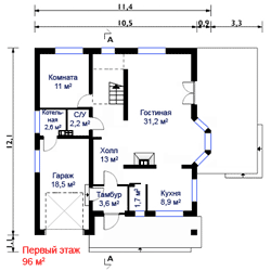 Первый этаж проекта дома Я 308-2