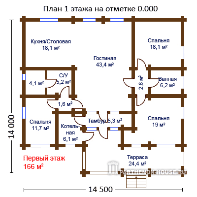 1 этаж проекта дома ОЦБ 189-3