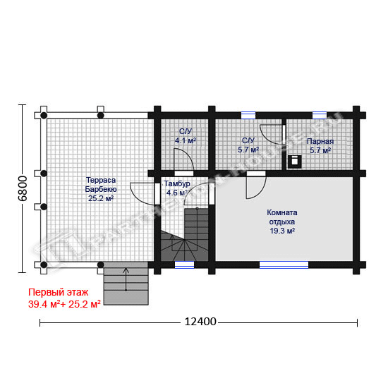 1 этаж дома-бани ПА-78Б