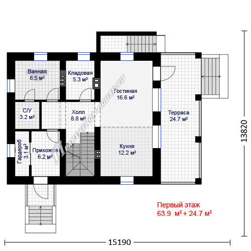 1 этаж дома ПА-192Ц