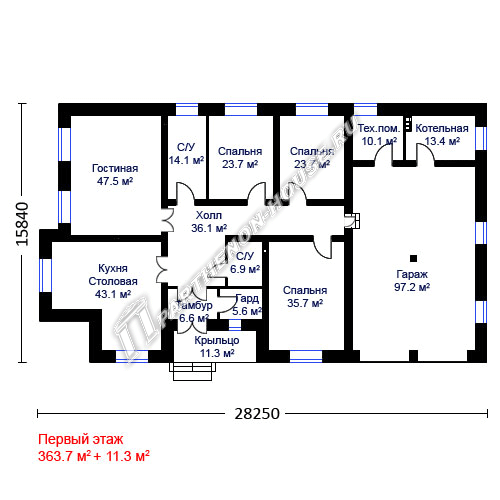 1 этаж дома ПА-363М