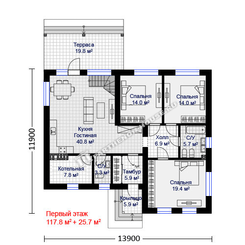 1 этаж дома ПА-198М