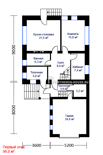 1 этаж Проект дома КА 260-6