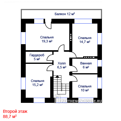 Мансарда проекта дома  КА 241-5