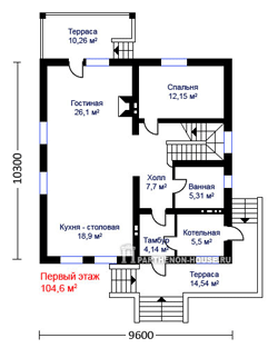 Первый этаж проекта дома ЯА 170-56