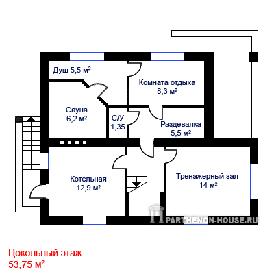 Проект дома с сауной в цокольном этаже - 95 фото