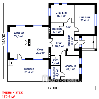 1 этаж Проект дома  ЯА 150-80