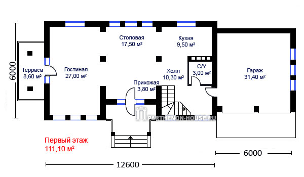 1 этаж Проект дома ЯА 176-40-1