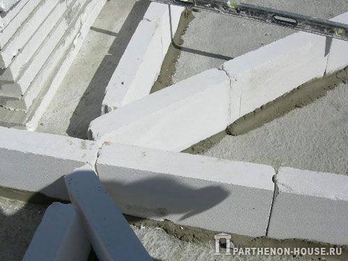 Строительство дома из газобетона, газобетонных блоков. Укладка блоков на выравнивающий слой.